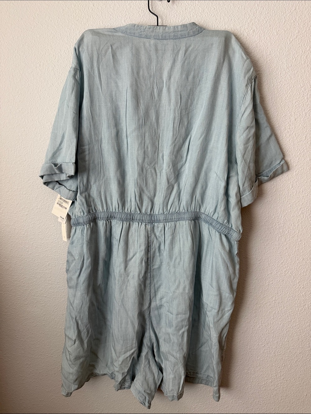 Caslon Light Blue Button-Front Drawstring romper - Picture 8 of 9